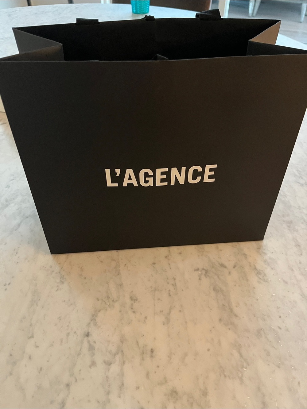 L'AGENCE Black Shopping Bag with White Logo